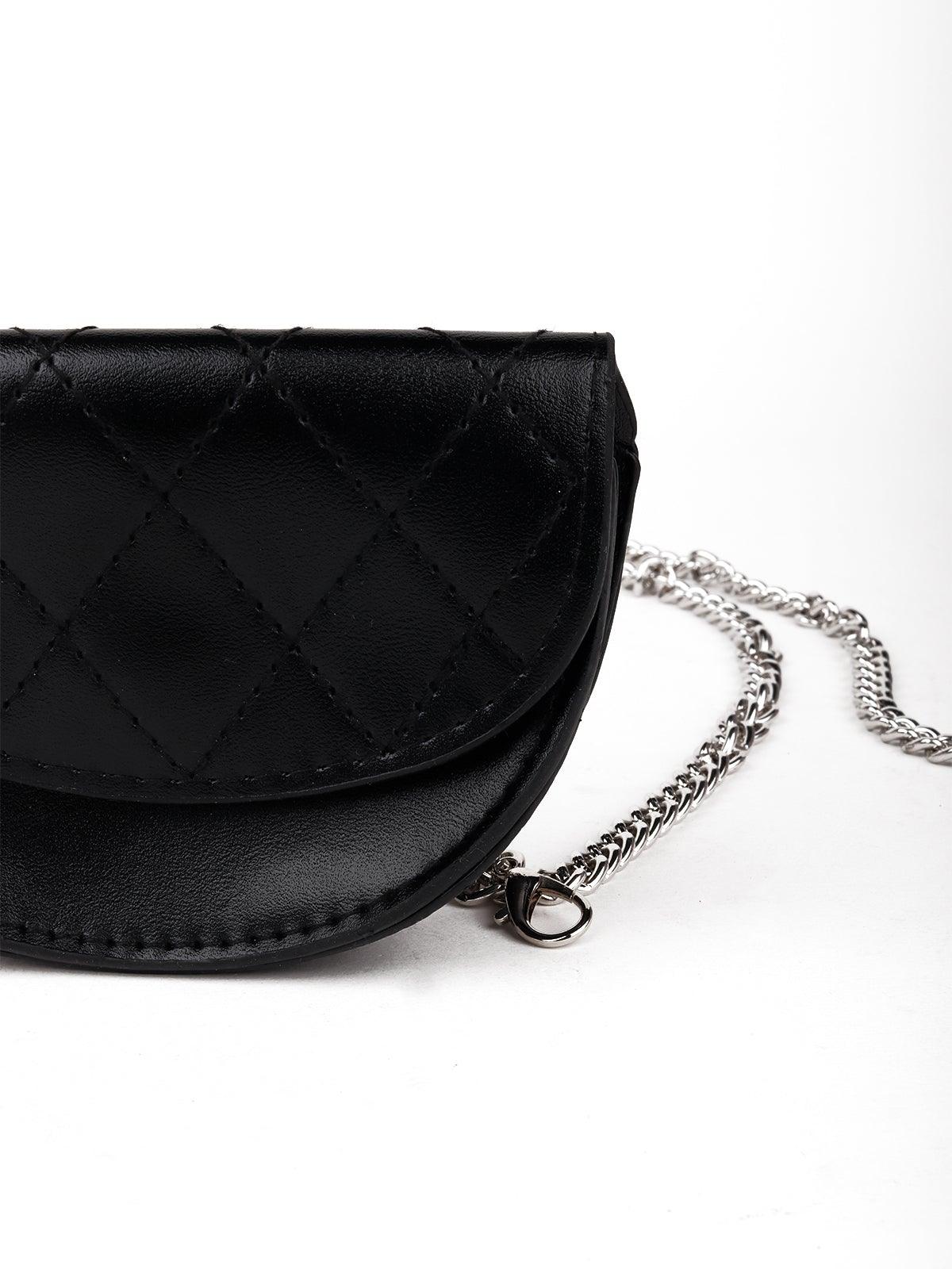 Odette Women Black Metal Belt Bag - Image 5