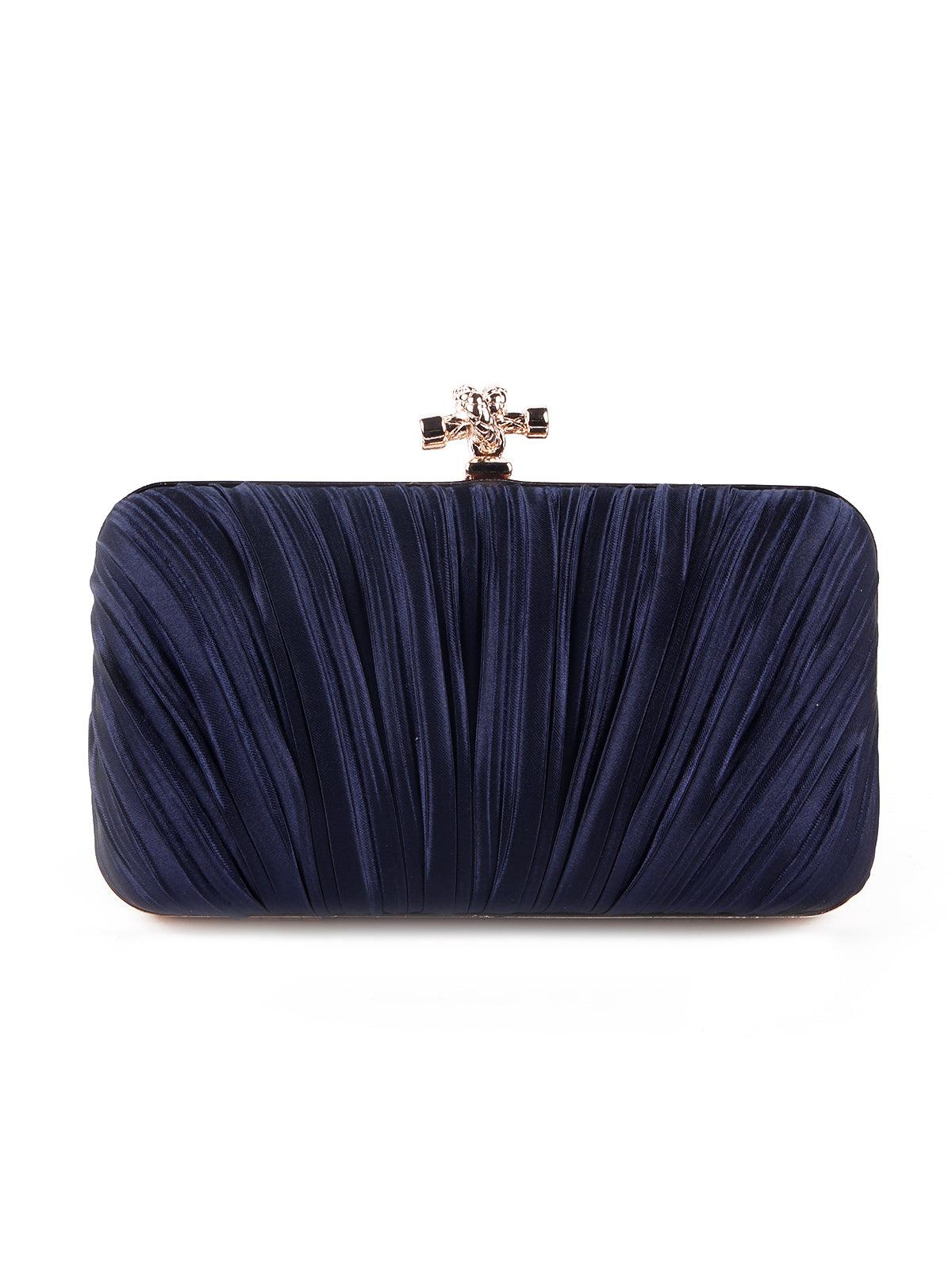 Odette Classic Royal Blue Pleated Sling Bag For Women - Image 4