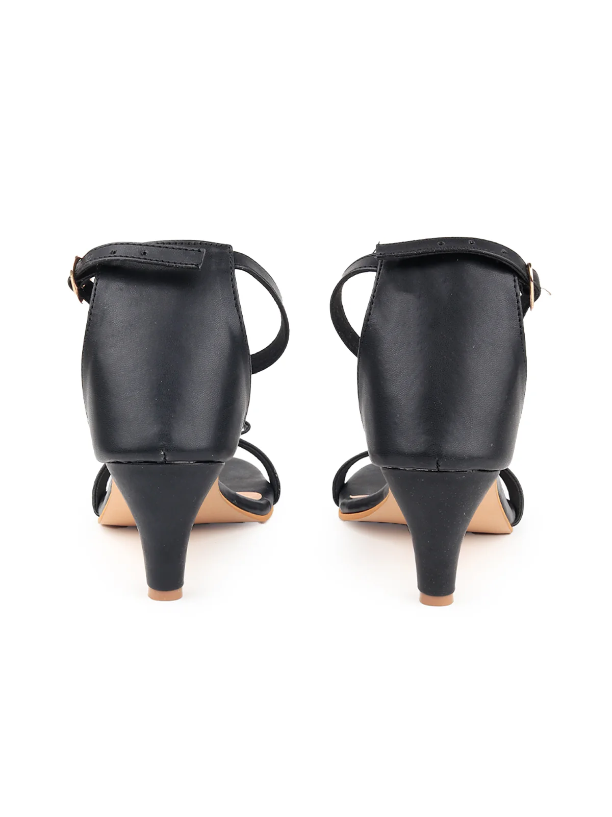 Odette Women Classic Solid Black Heels - Image 3