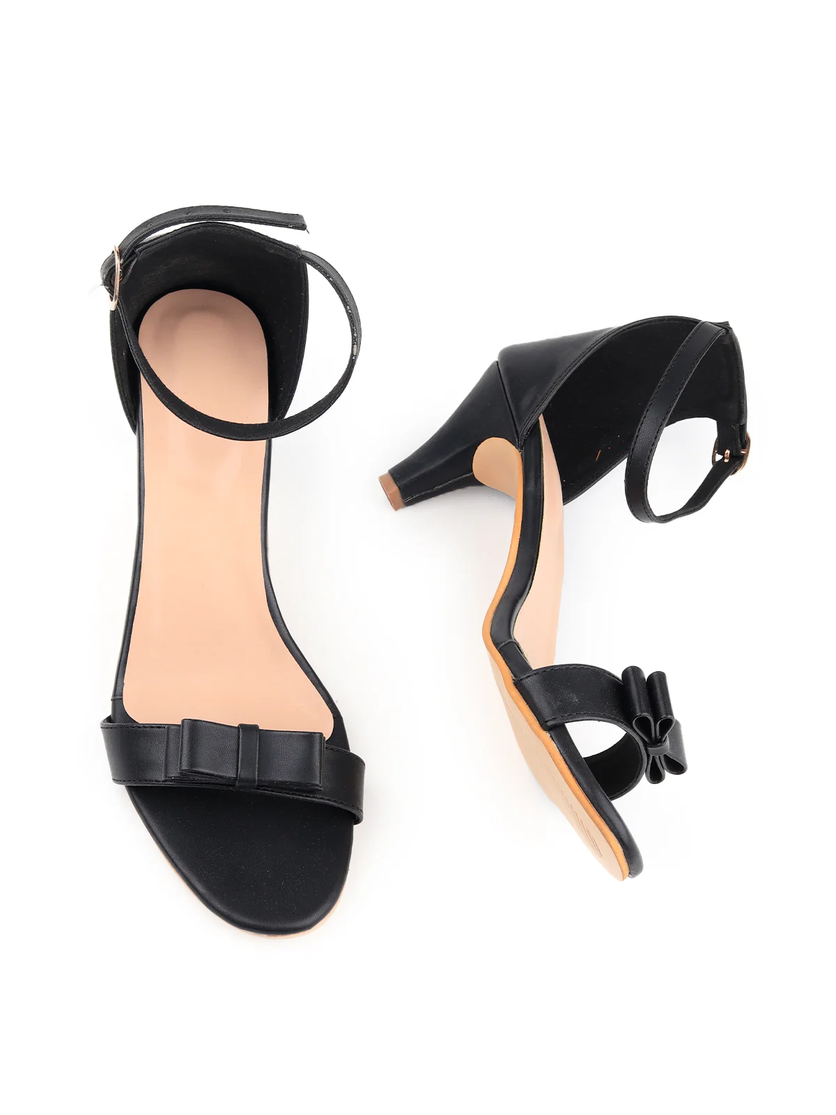 Odette Women Classic Solid Black Heels - Image 5