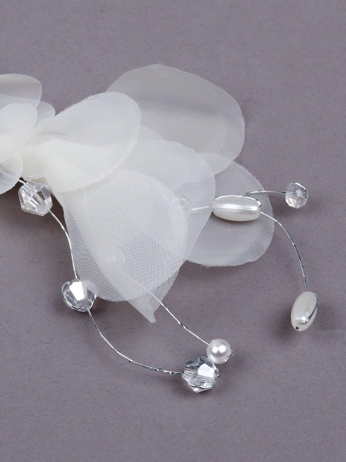 Odette Women White Fabric Brooch - Image 5