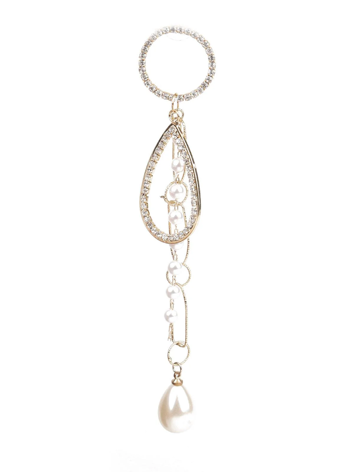 Odette Women Classy Gold And White Dangle Earrings - Image 2