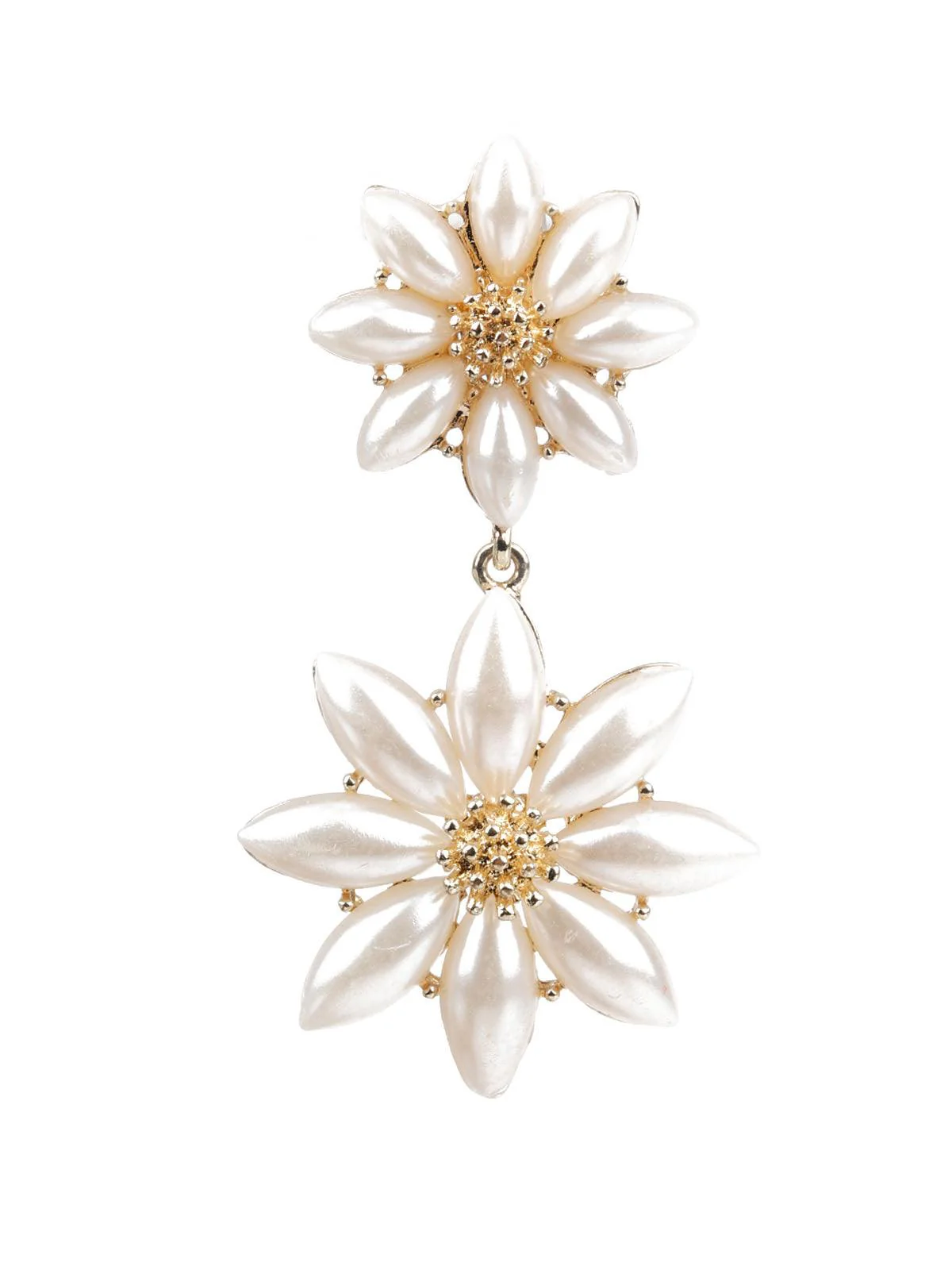 Odette Women Classy Gold And White Dangle Earrings - Image 2