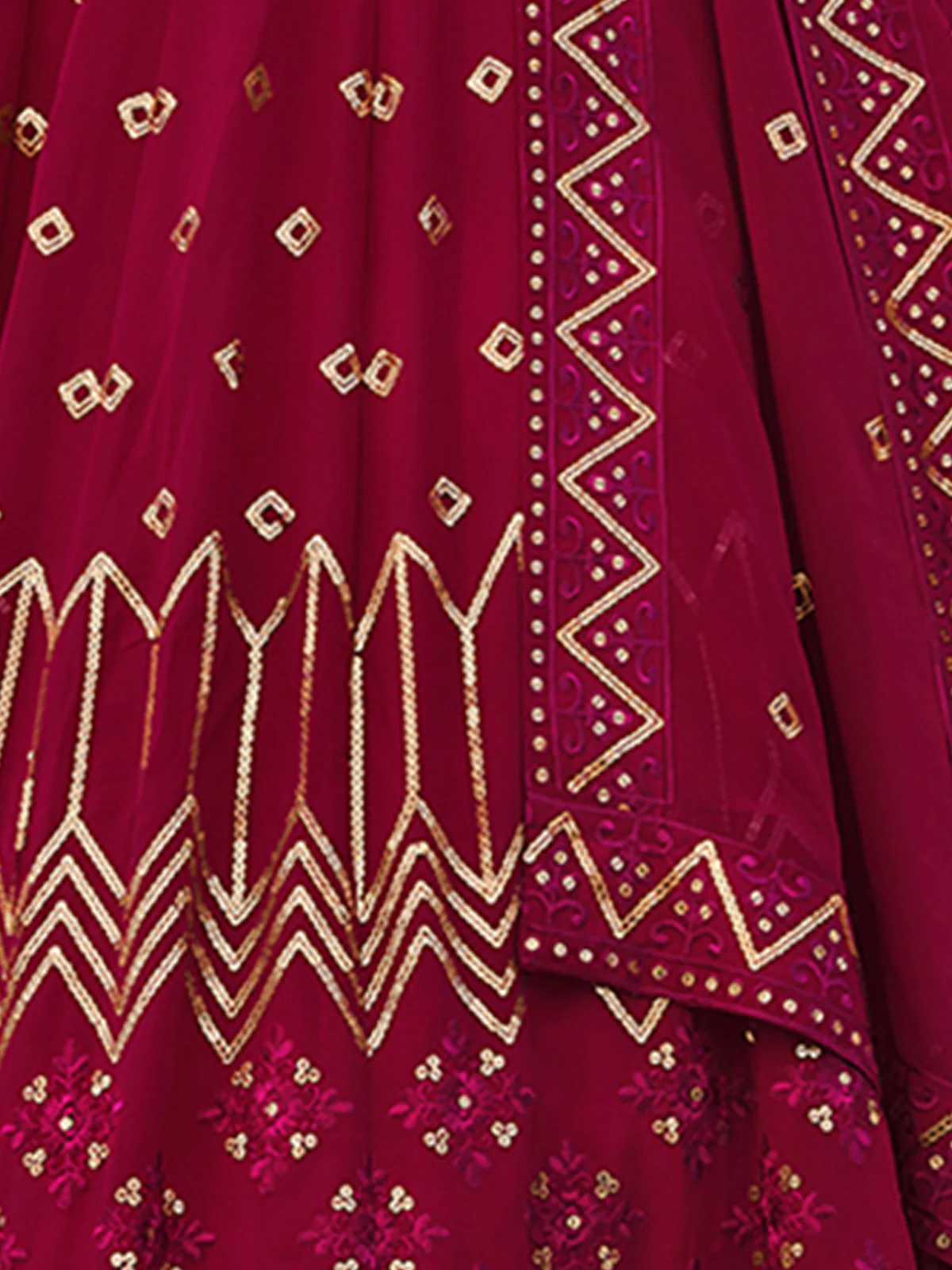 Odette Women Classy Magenta Georgette Semi-Stitched Lehenga Choli - Image 5