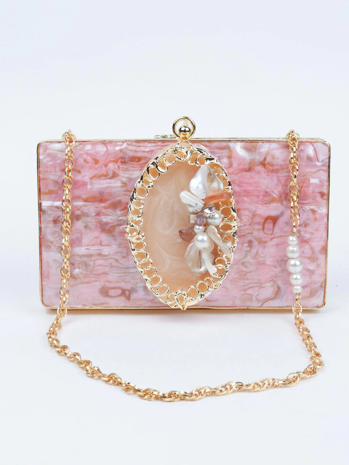 Odette Women Pink Metal Clutch - Image 2