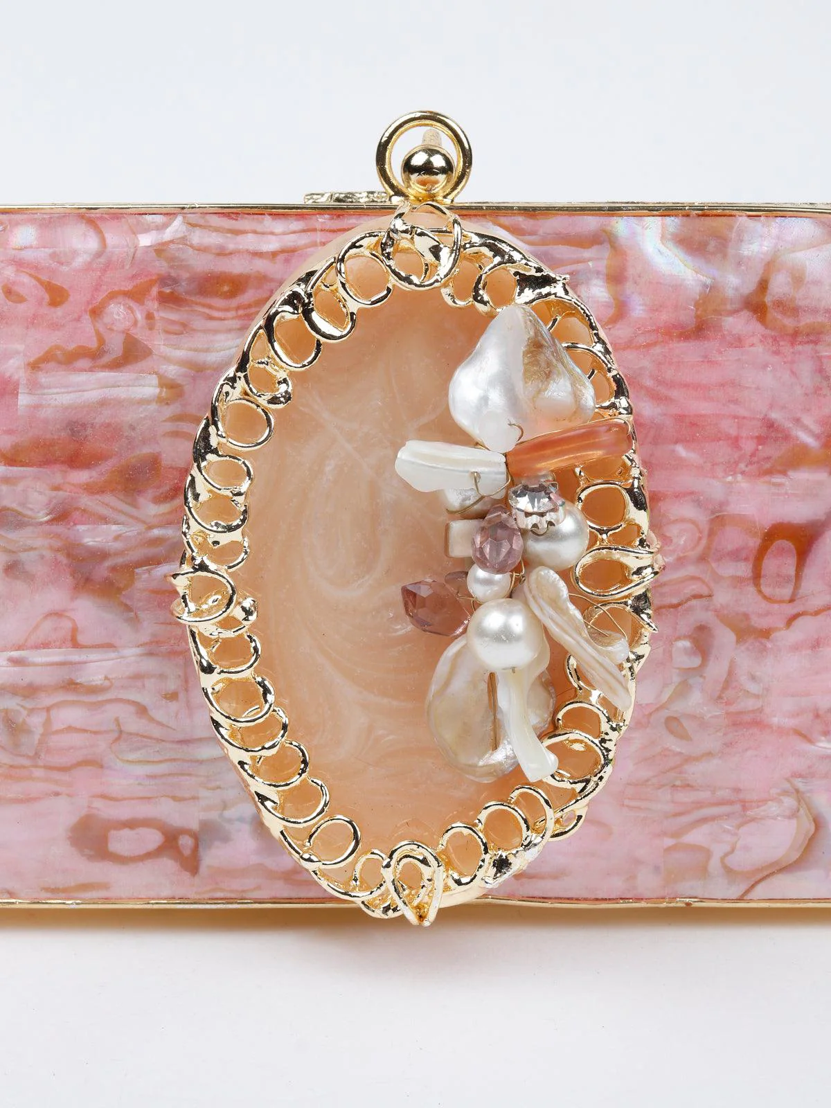 Odette Women Pink Metal Clutch - Image 4