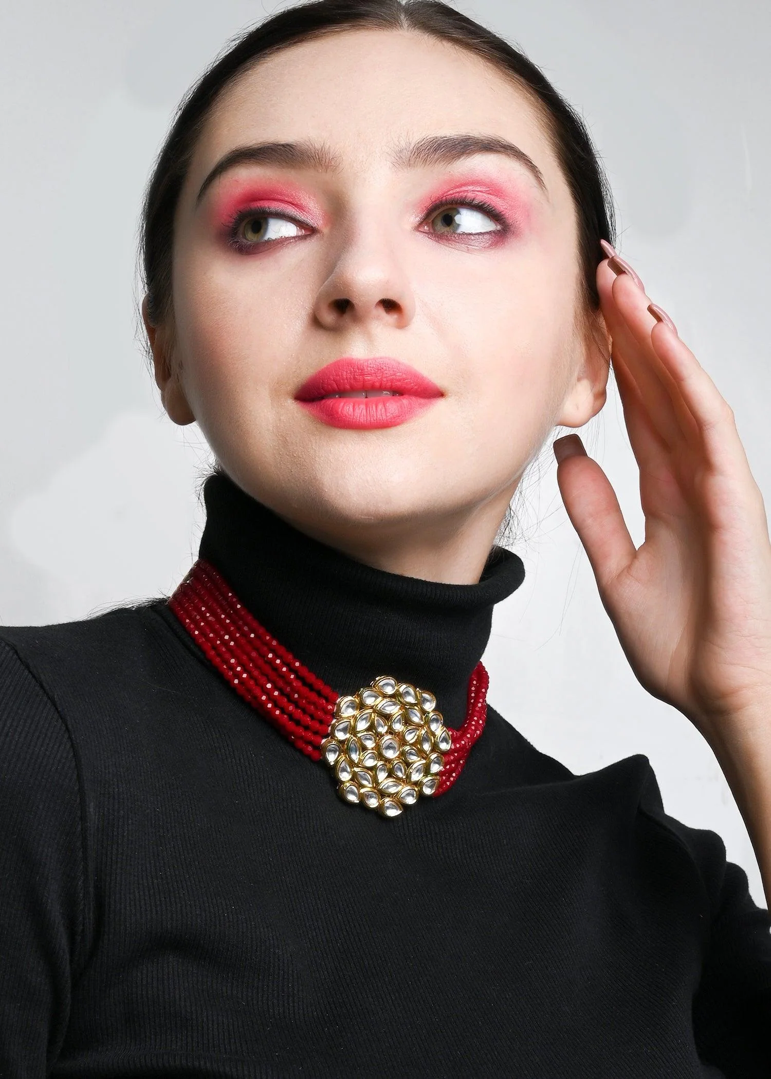 Odette Women Classy Red Choker Set