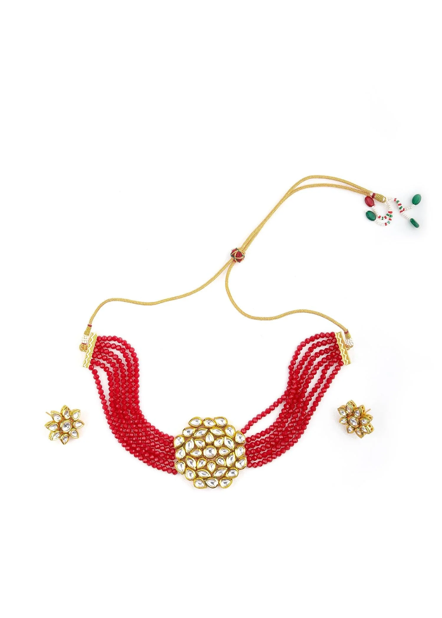 Odette Women Classy Red Choker Set - Image 3