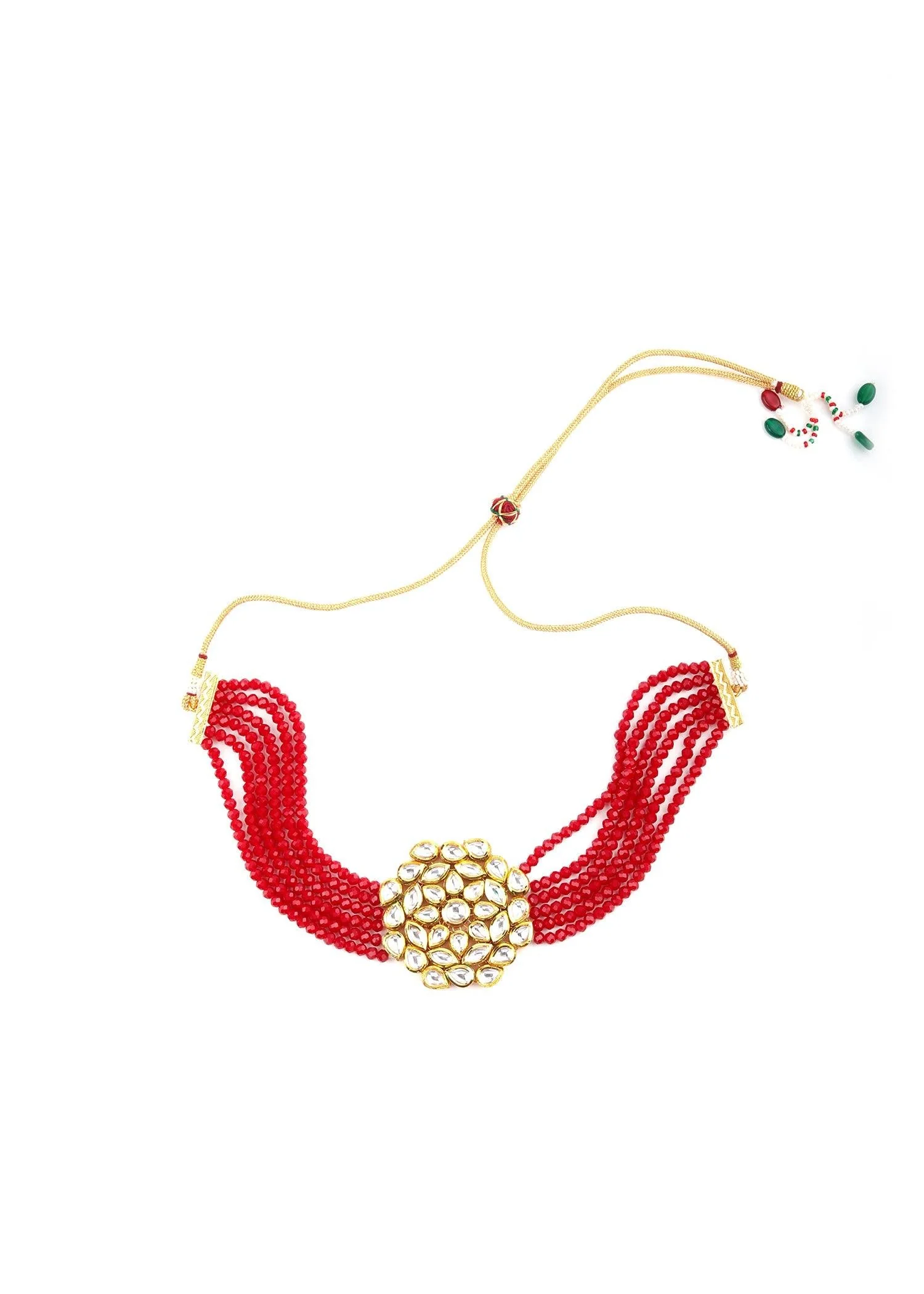 Odette Women Classy Red Choker Set - Image 4
