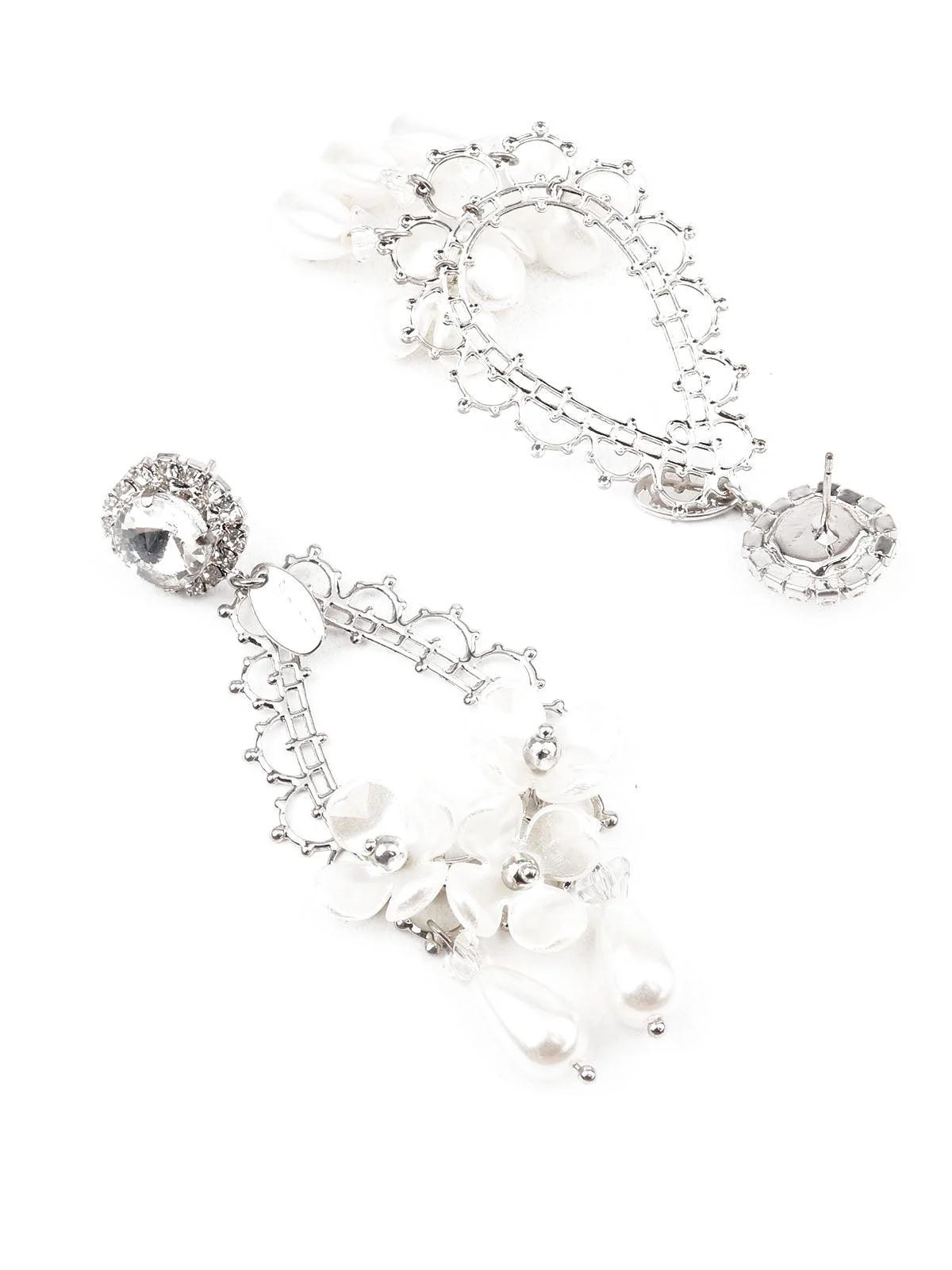 Odette Women Classy White Dangle Earrings - Image 3