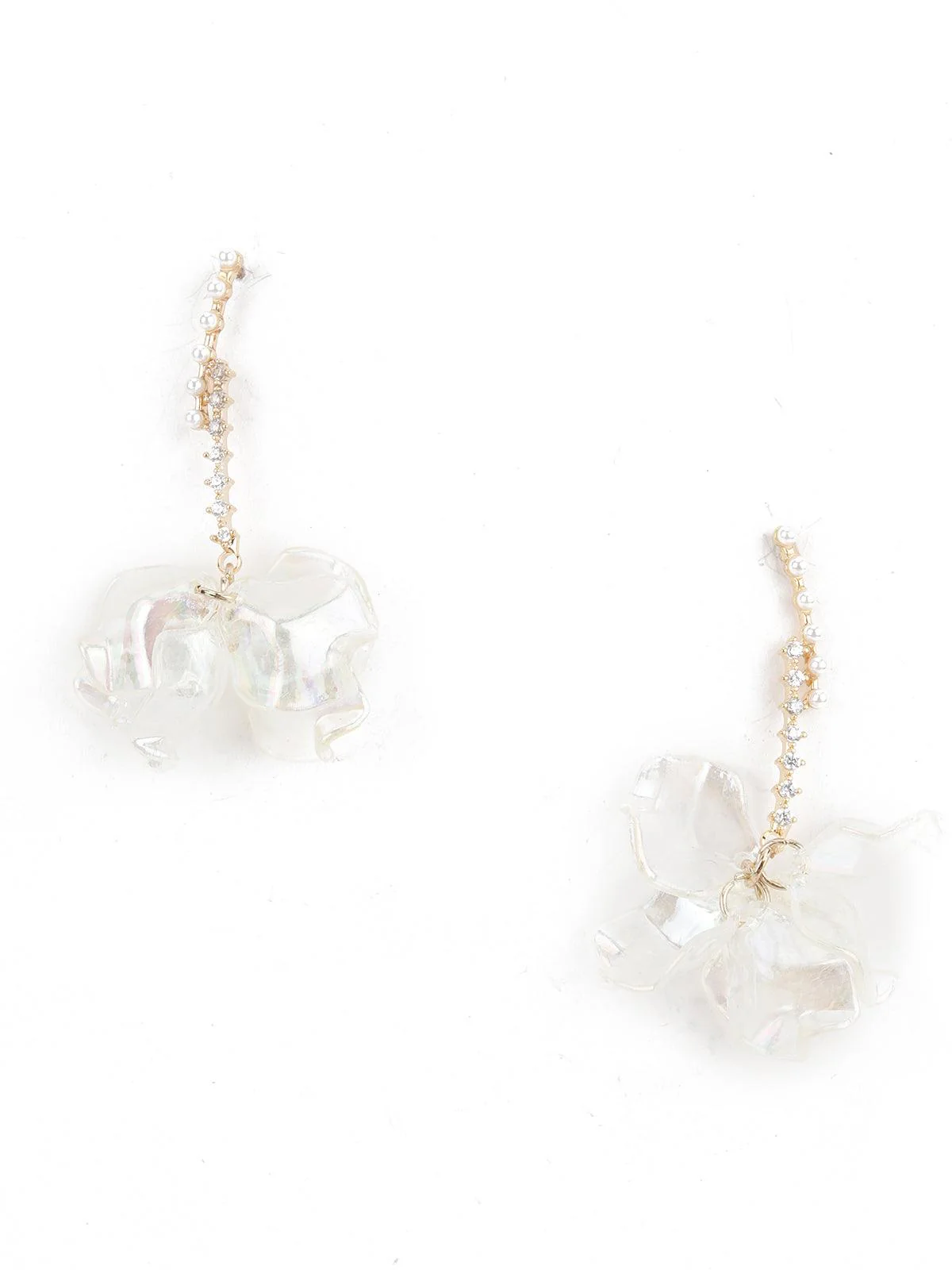Odette Women Clear White Floral Dangle Earrings - Image 3
