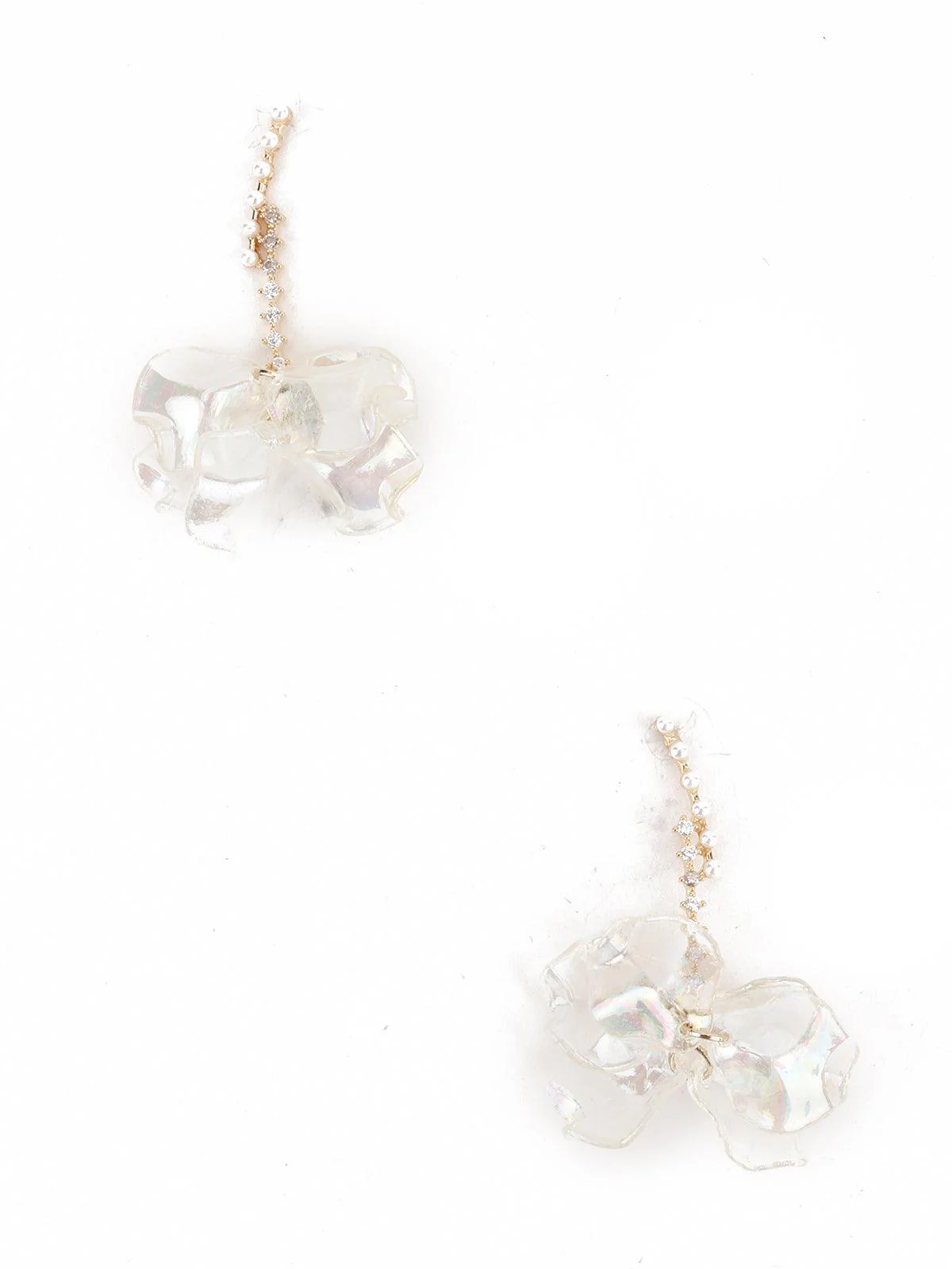 Odette Women Clear White Floral Dangle Earrings - Image 4