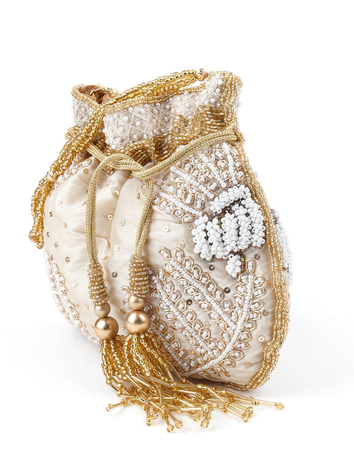 Odette Women Beige Alluring Potli - Image 4