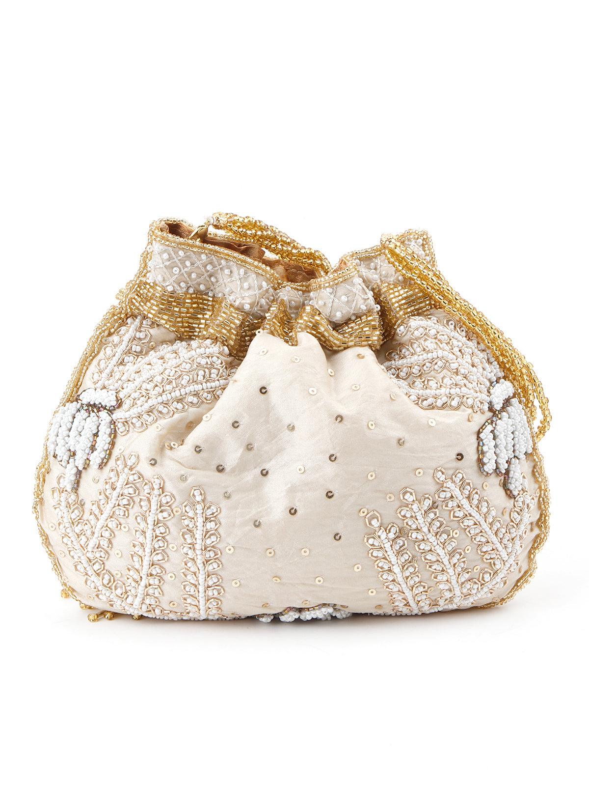 Odette Women Beige Alluring Potli - Image 6