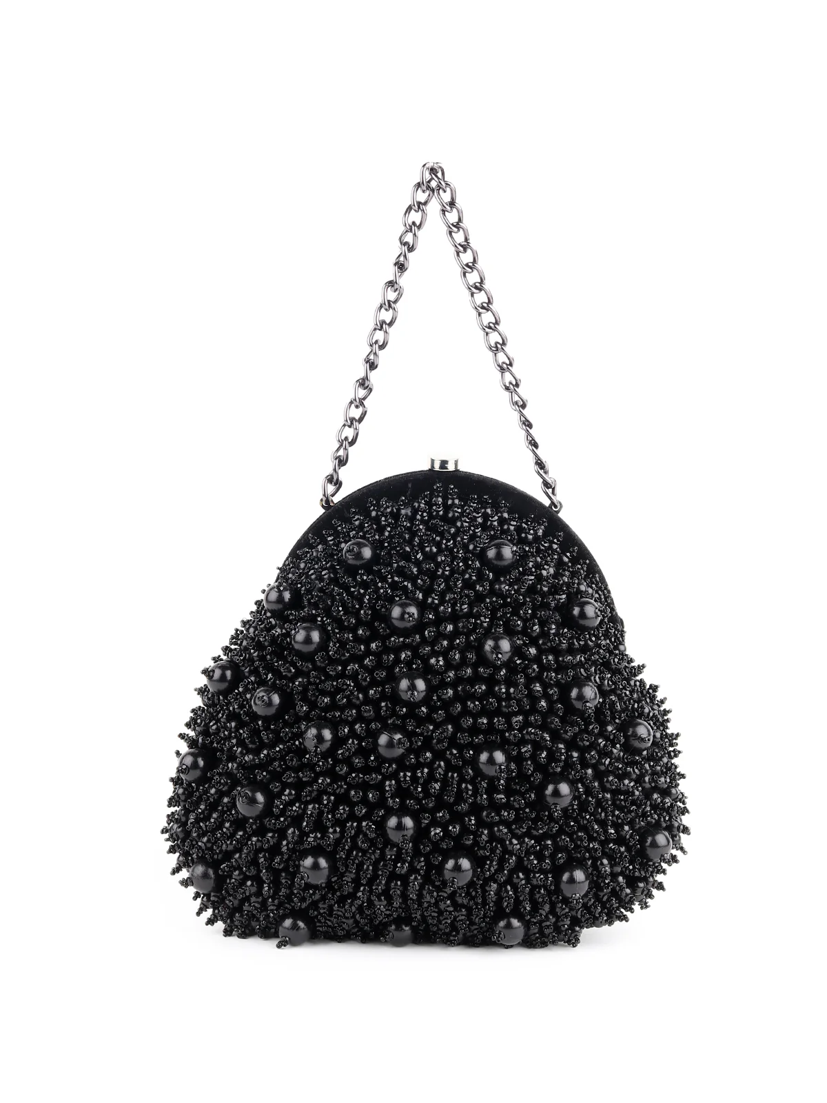 Odette Women Black Beaded Mindful Batuwa Bag - Image 3