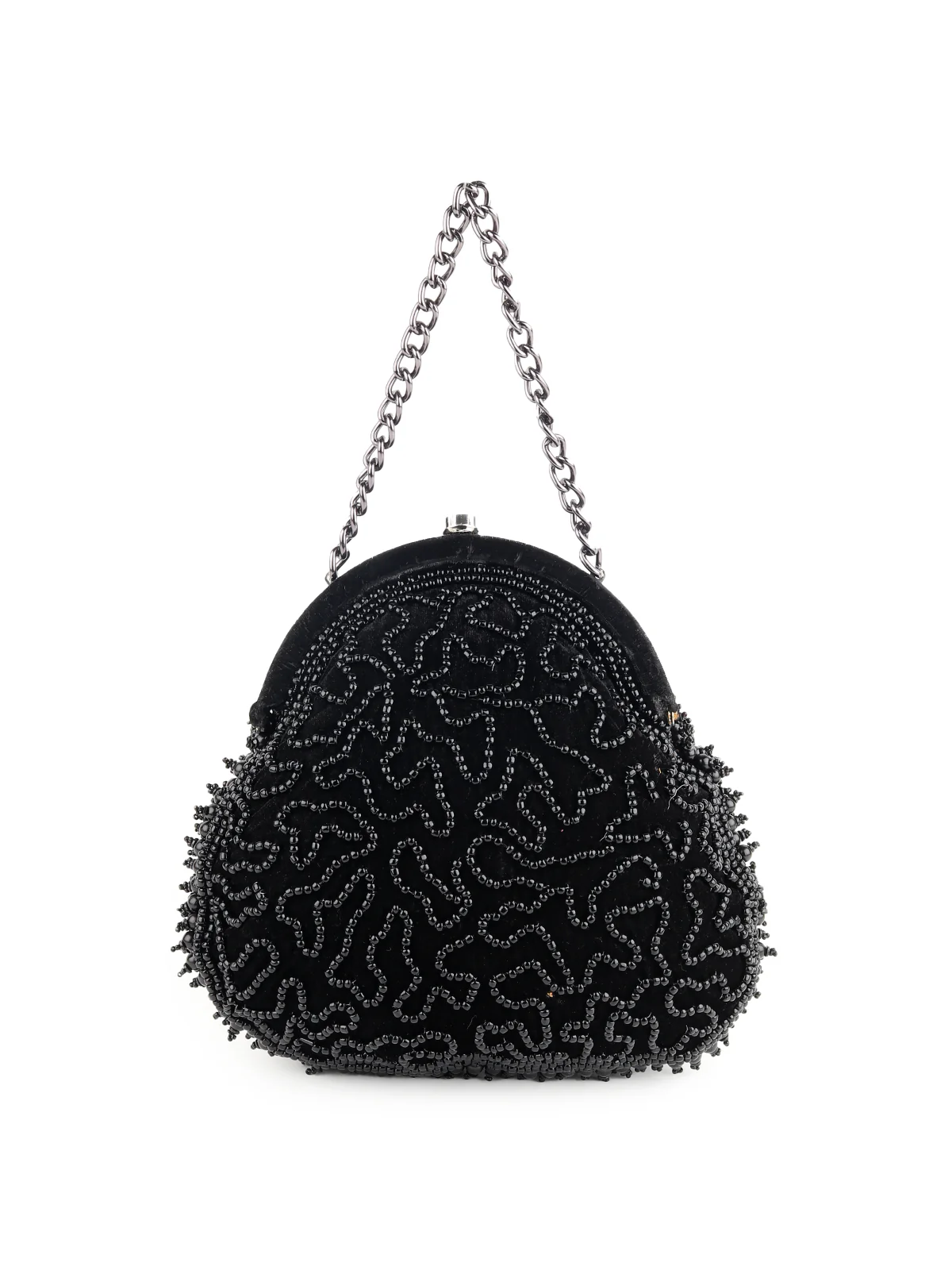 Odette Women Black Beaded Mindful Batuwa Bag - Image 4