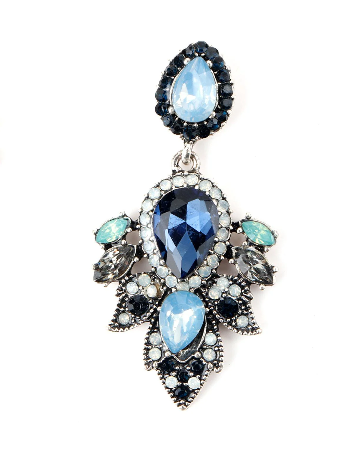 Odette Women Blue Rhine Stone Enticing Dangle Earrings - Image 4