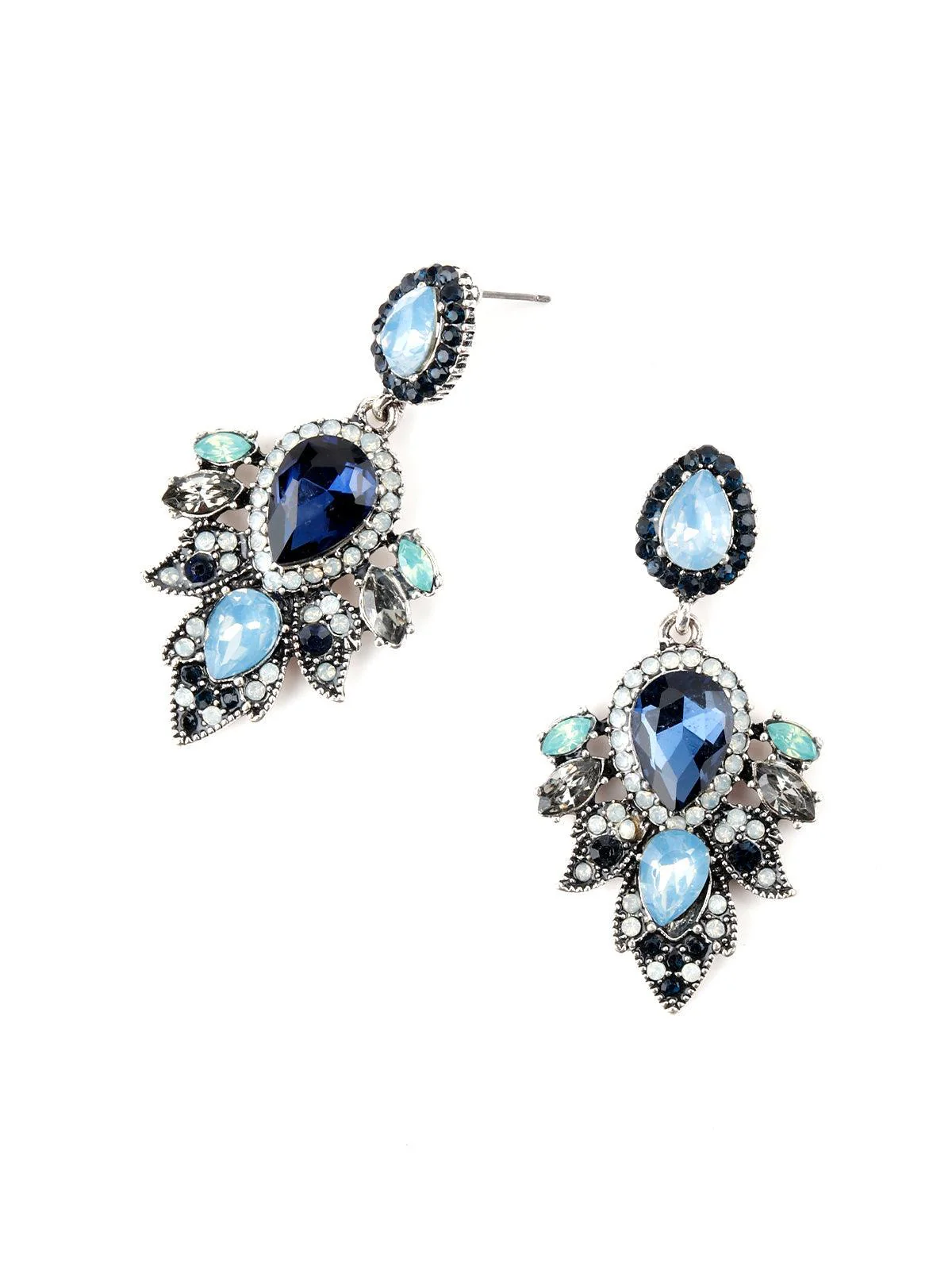 Odette Women Blue Rhine Stone Enticing Dangle Earrings - Image 5