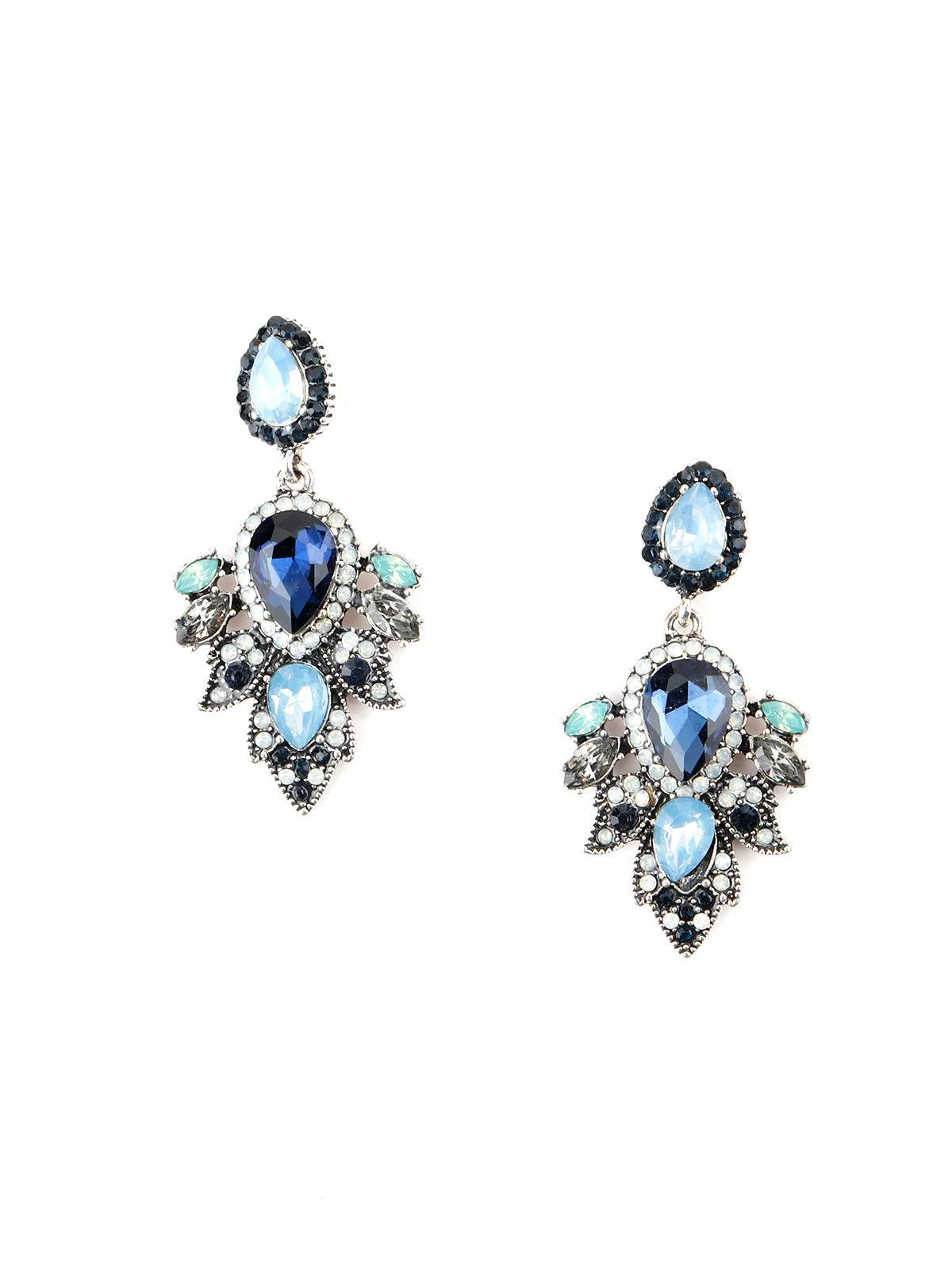 Odette Women Blue Rhine Stone Enticing Dangle Earrings - Image 6