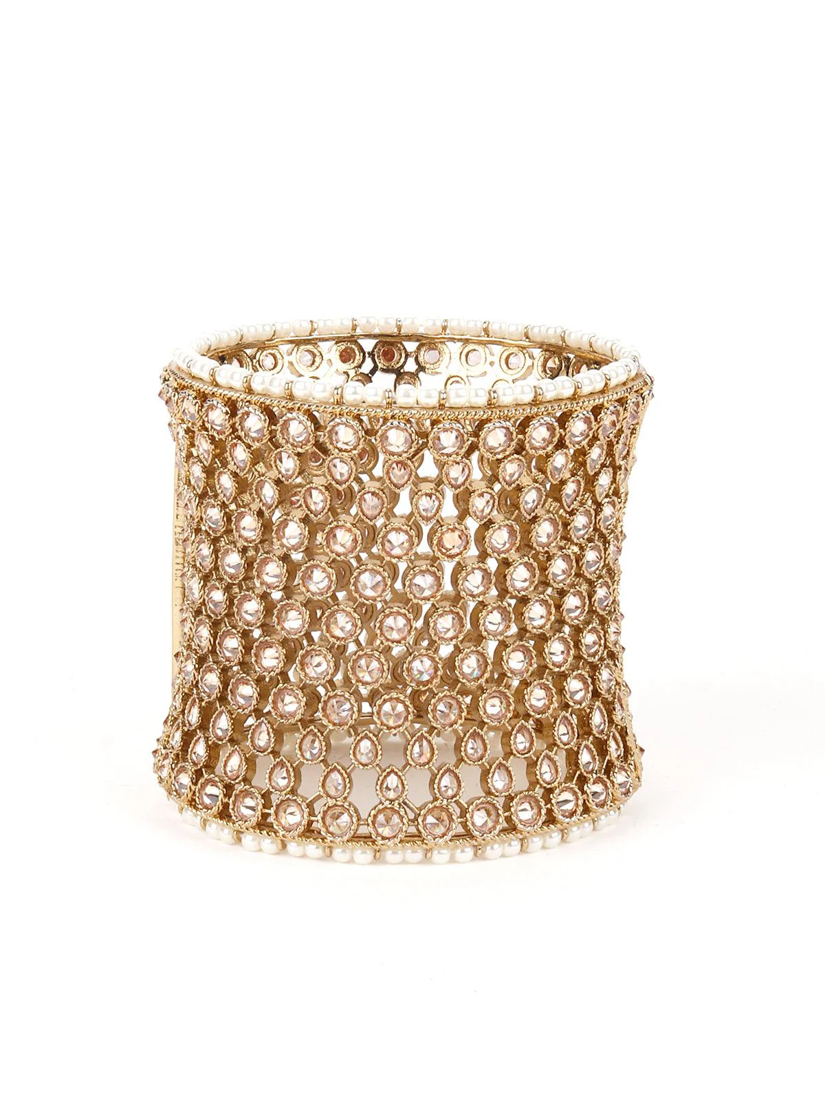 Odette Women Bold Gold Embellished Bracelet - Image 3