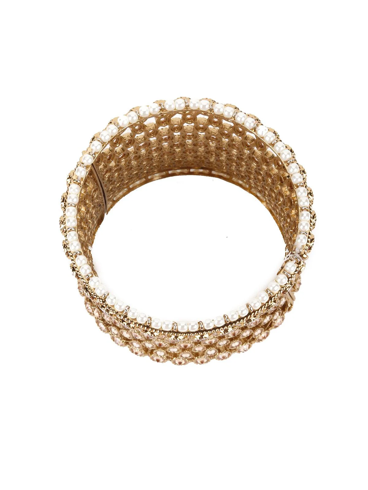 Odette Women Bold Gold Embellished Bracelet - Image 4