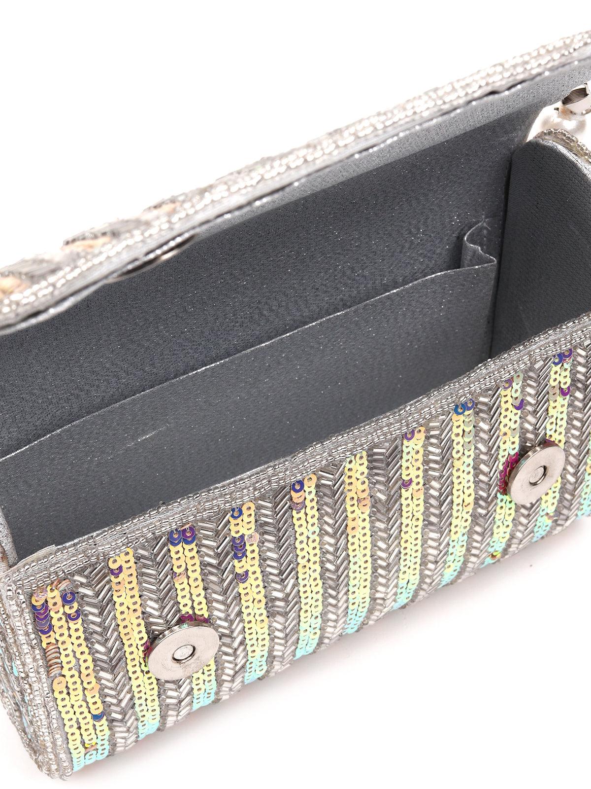 Odette Women Box Shape Cute Reflective Sequins Clutch - Image 6