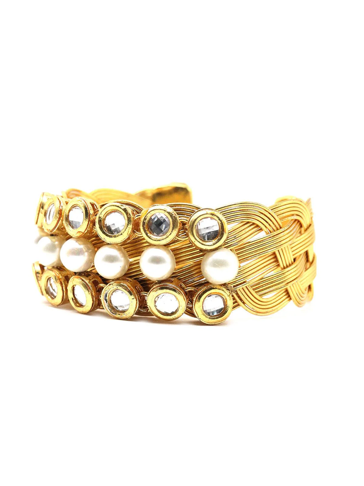 Odette Women Braided Kundan Superior Bracelet! - Image 4
