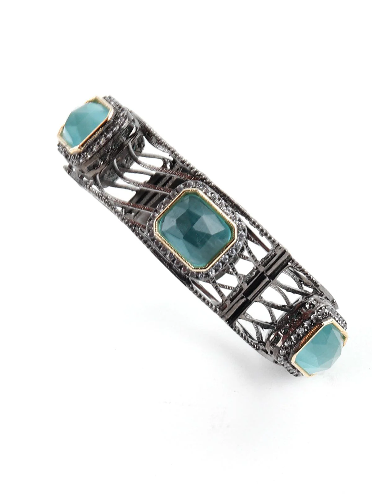 Odette Women Bright Green Crystal Statement Bracelet - Image 5