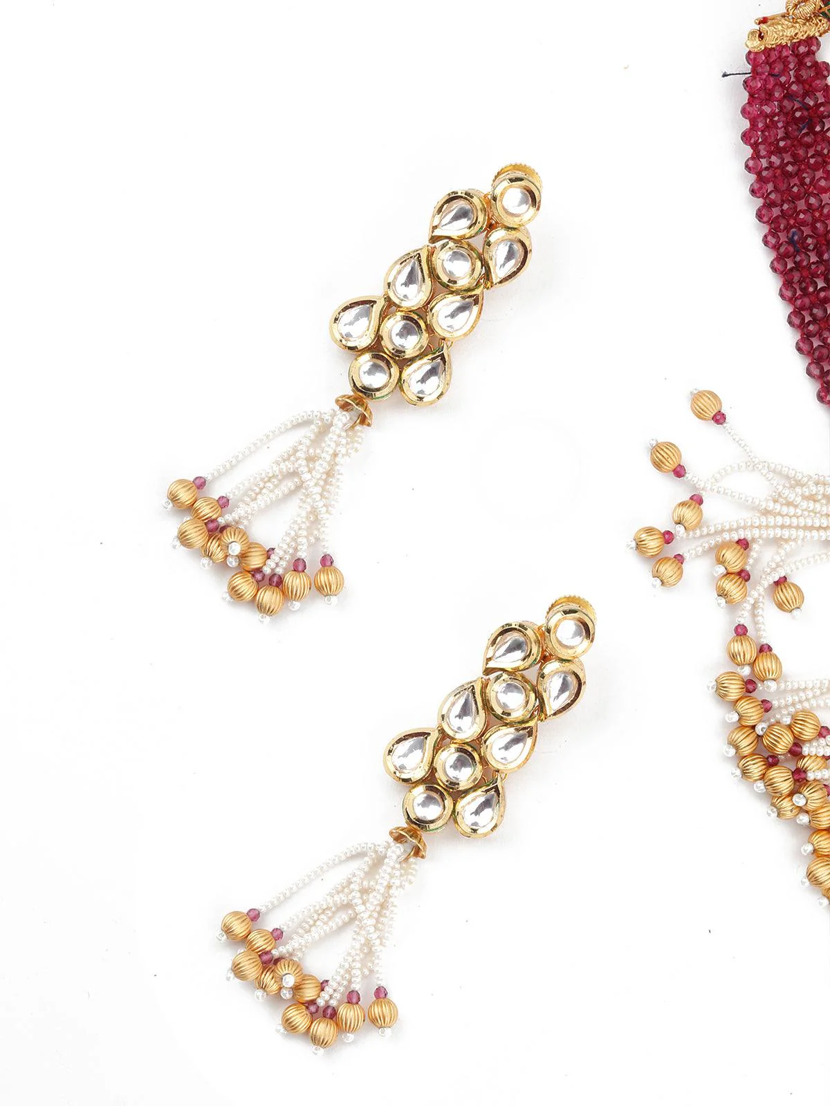 Odette Women Clustered Gold Tone Kundan Choker Set - Image 6