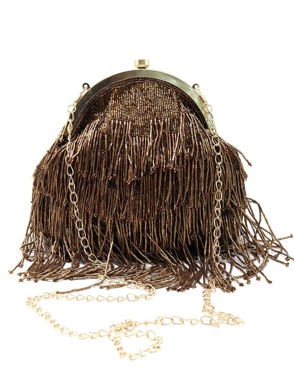 Odette Women Copper Beaded Tassel Batuwa - Image 3