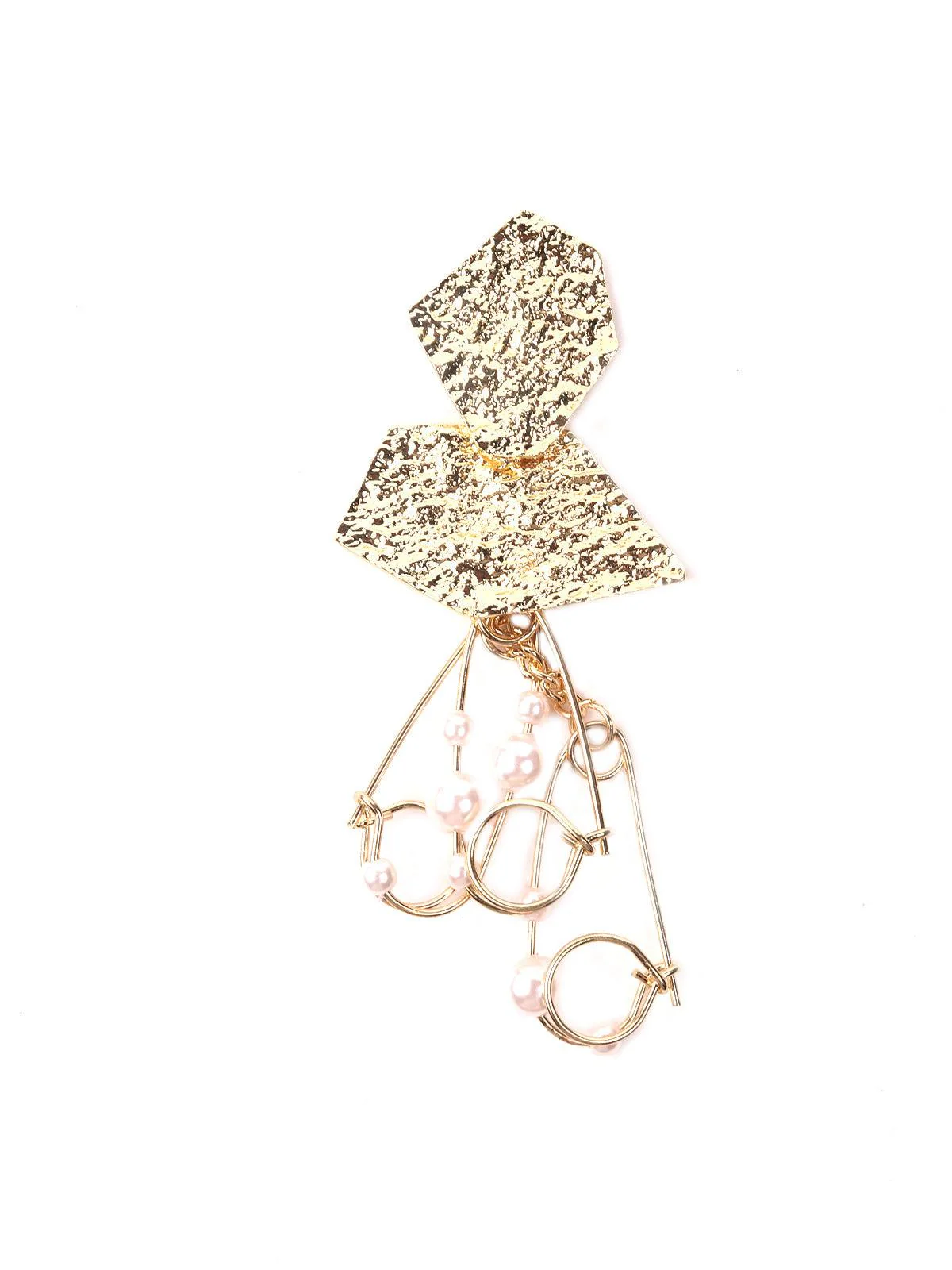 Odette Women Cragged Gold Tone Dangle Earrings - Image 4