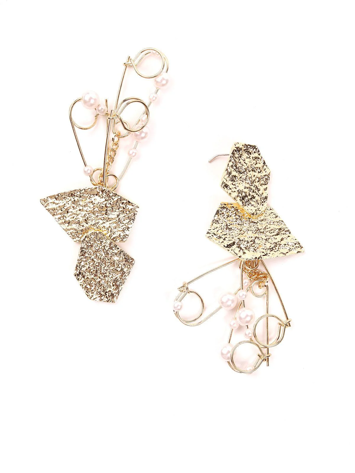 Odette Women Cragged Gold Tone Dangle Earrings - Image 6