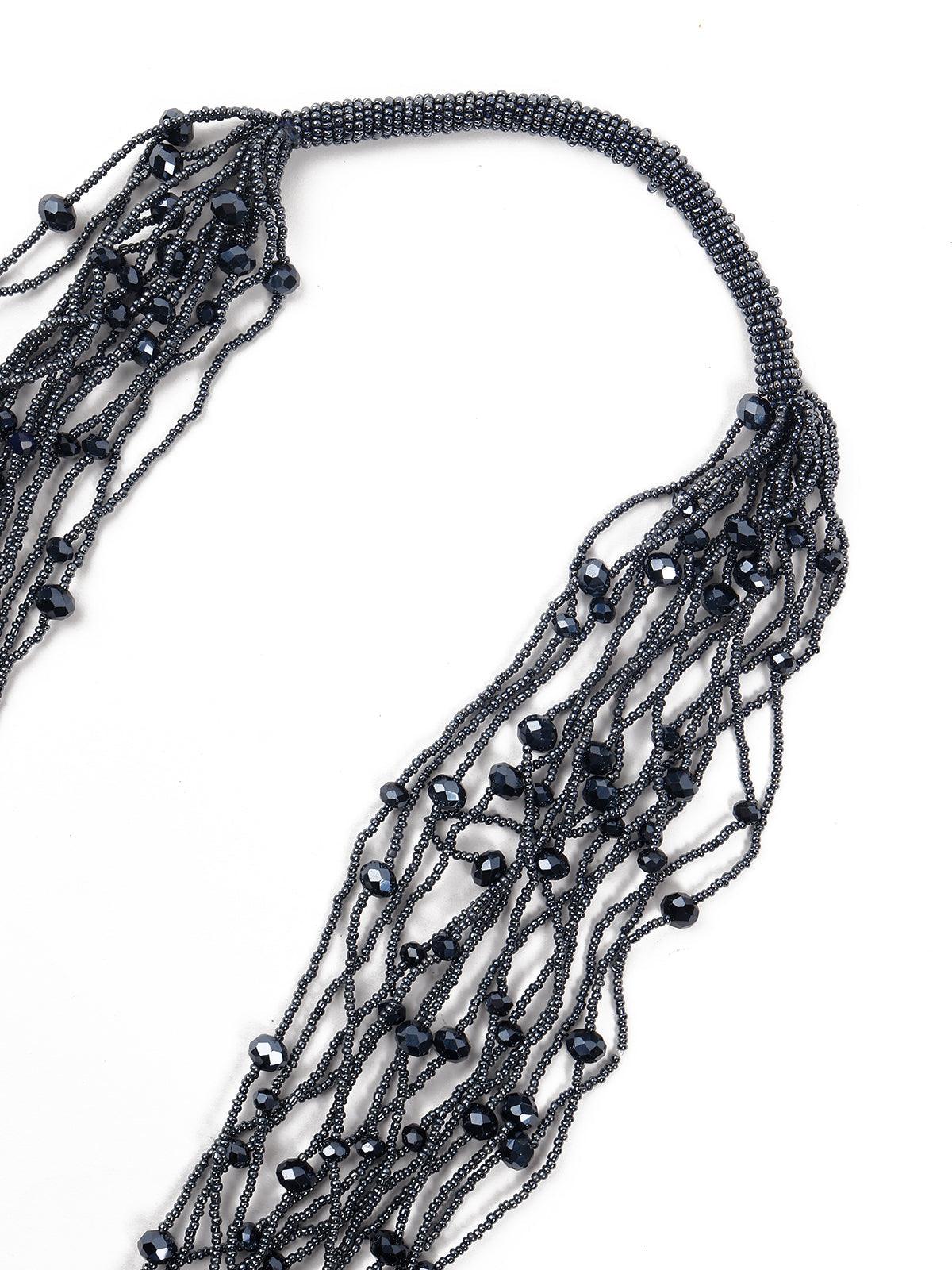 Odette Women Dark Grey Black Put-On Multi-Strand Attractive Necklace - Image 5