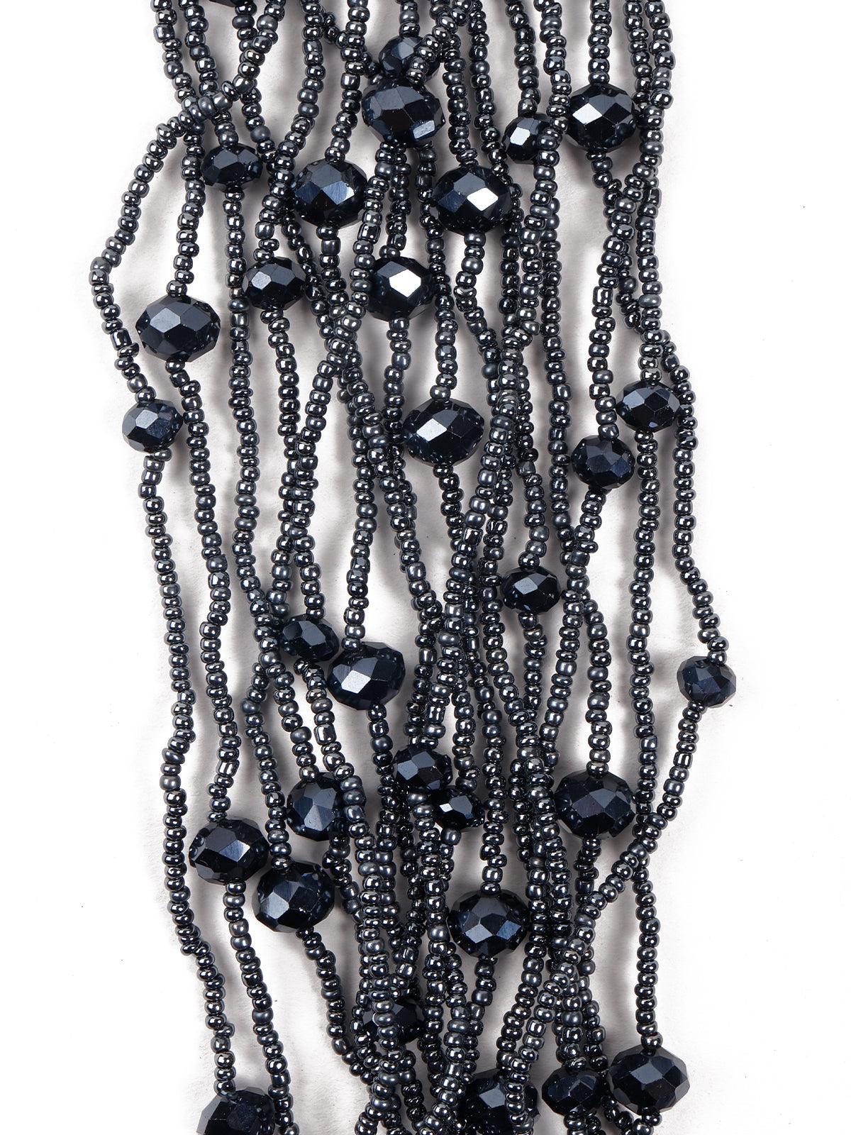 Odette Women Dark Grey Black Put-On Multi-Strand Attractive Necklace - Image 6