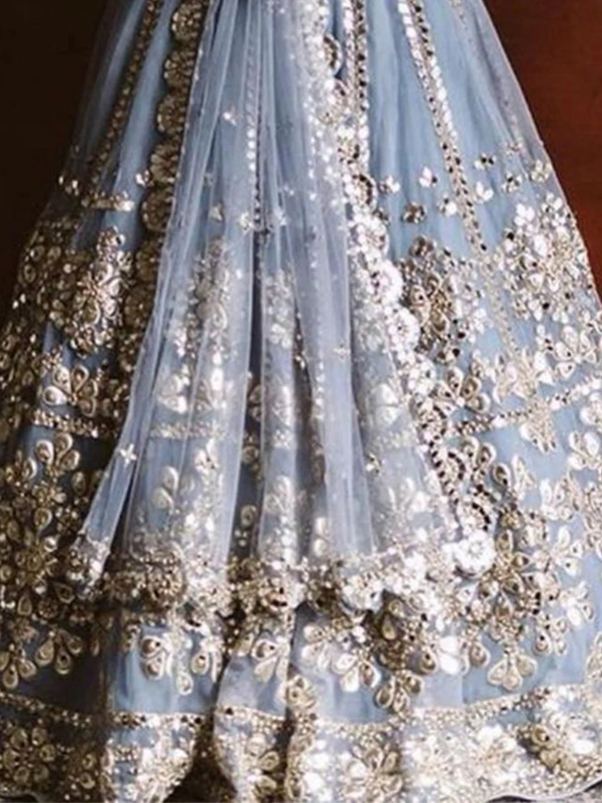 Odette Women Designer Grey Net Semi Stitched Lehenga With Unstitched Blouse - Image 7