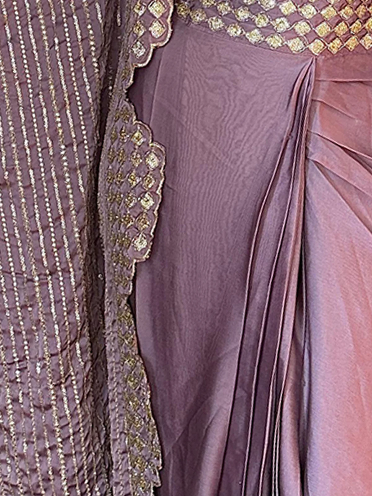 Odette Women Designer Lavender Georgette Semi Stitched Lehenga With Unstitched Blouse - Image 7