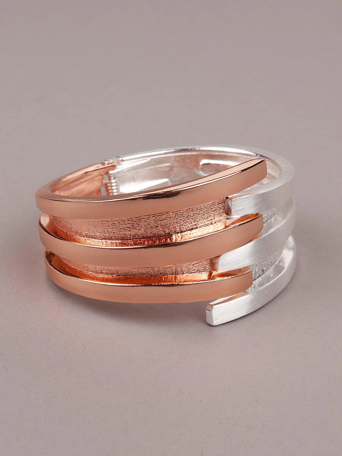 Odette Women Dual Colored Rose Gold And Stunning Silver Bracelet - Image 4