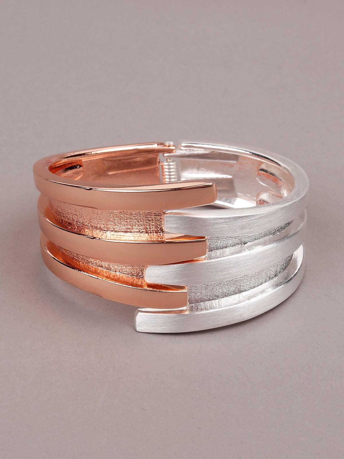 Odette Women Dual Colored Rose Gold And Stunning Silver Bracelet - Image 6