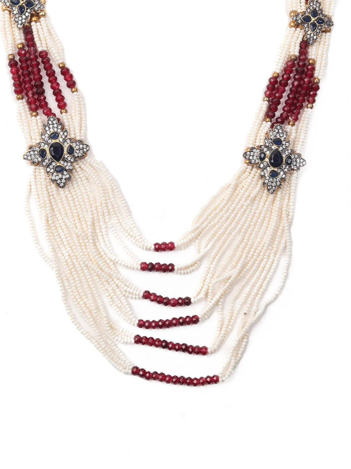 Odette Women Elegant Maroon Long Necklace - Image 4