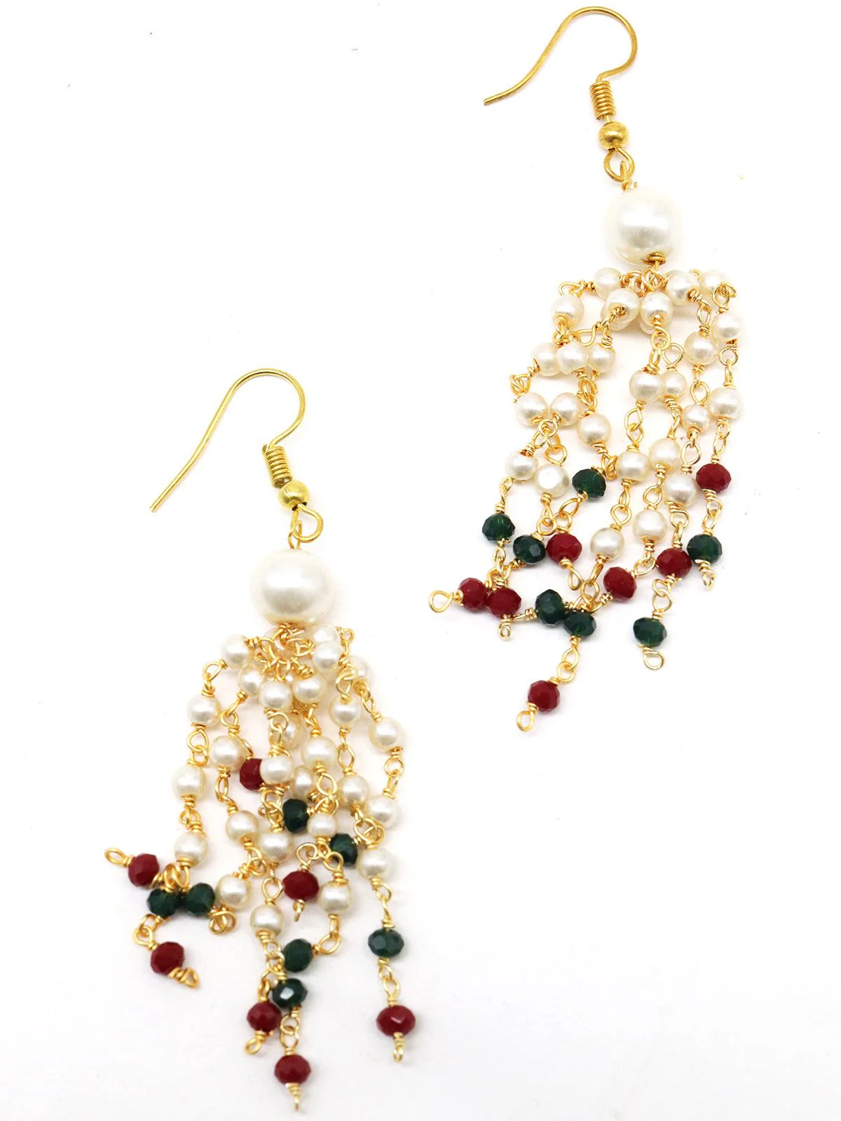 Odette Women Elongated Onyx And Regular And Pearl Semi-Precious Necklace With Earrings - Image 5
