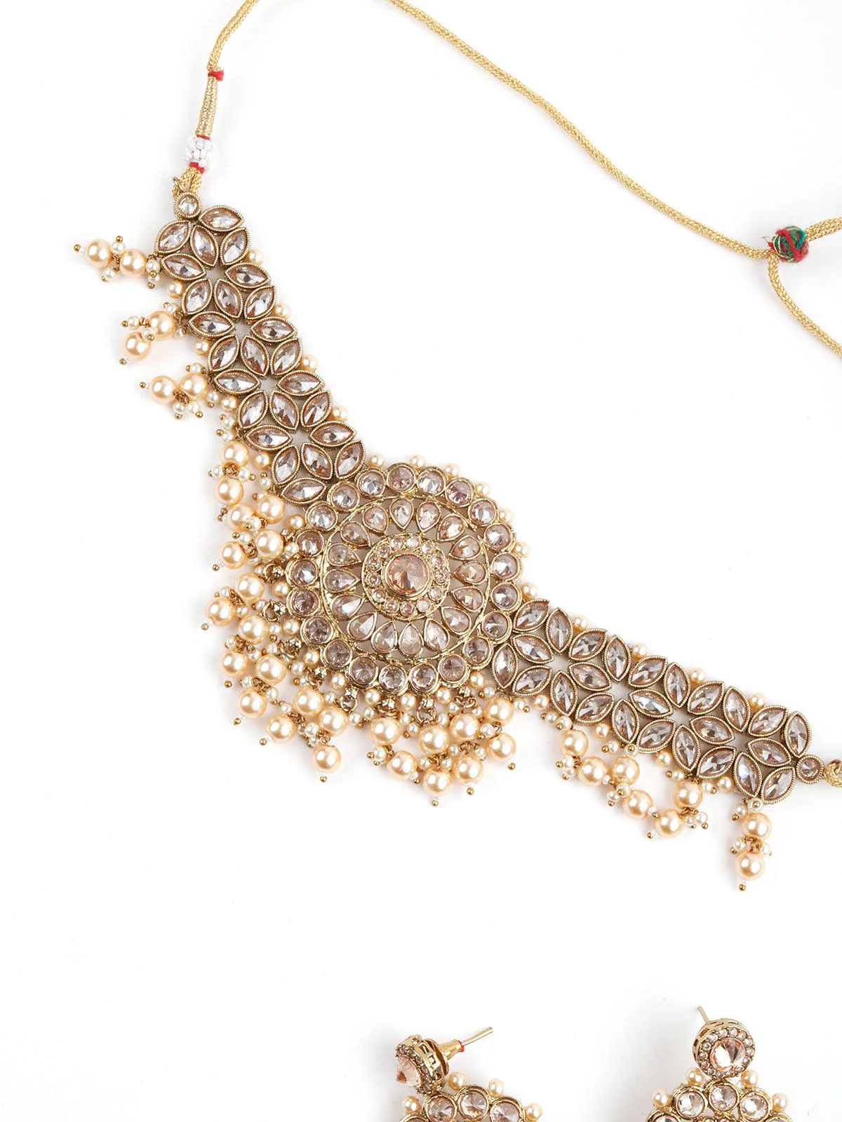 Odette Women Enticing Gold Tone Choker With Earrings! - Image 3