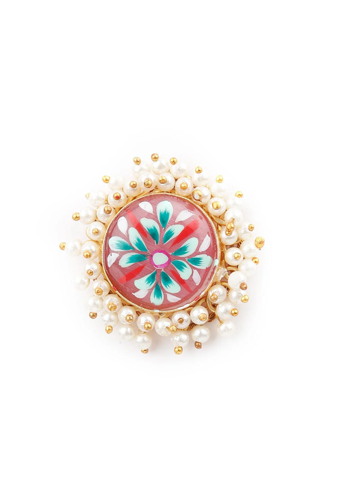 Odette Women Ethnic Pink Floral Tinted Studs - Image 5