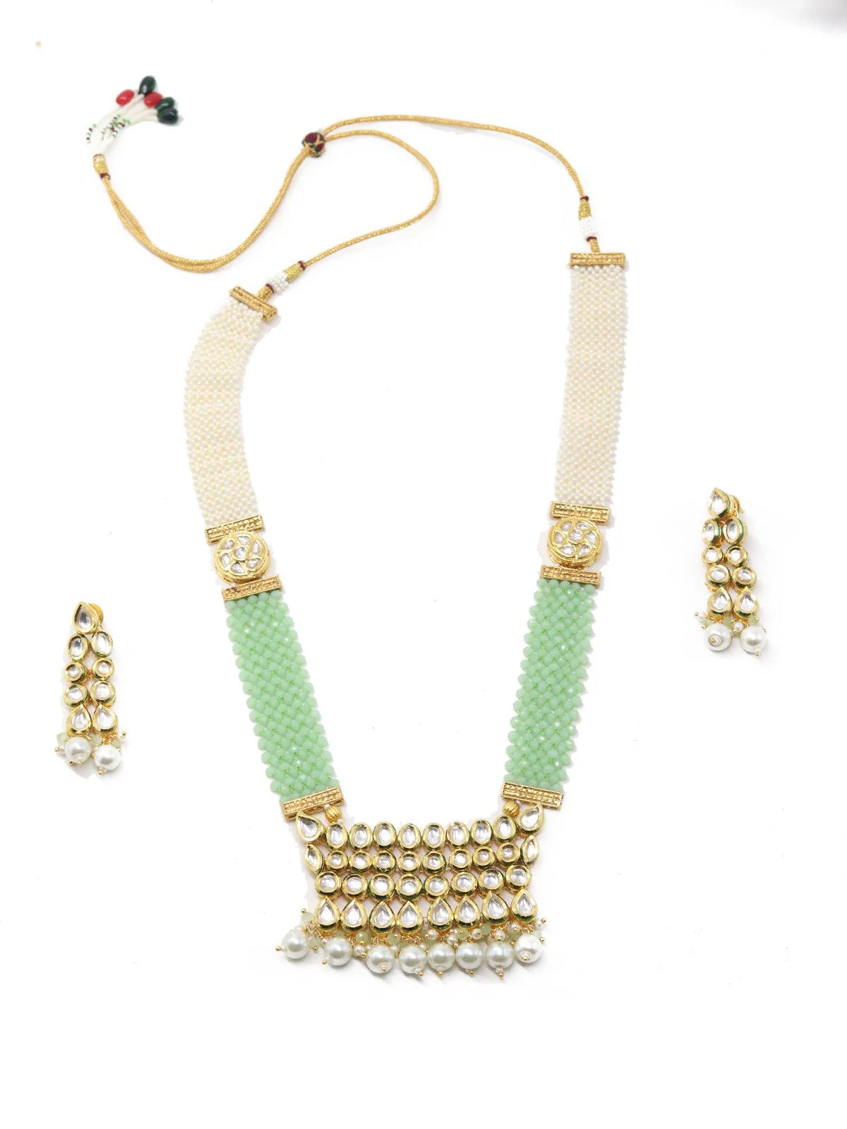 Odette Women Fancy Green Onyx And Pearl Necklace Set - Image 3