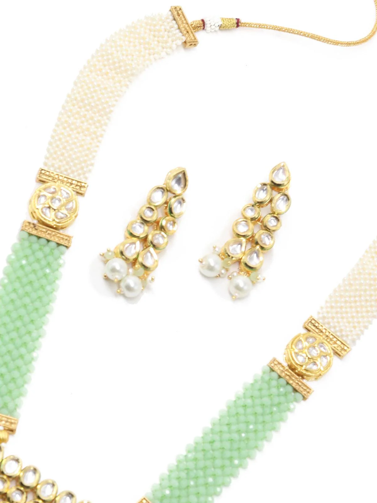 Odette Women Fancy Green Onyx And Pearl Necklace Set - Image 7