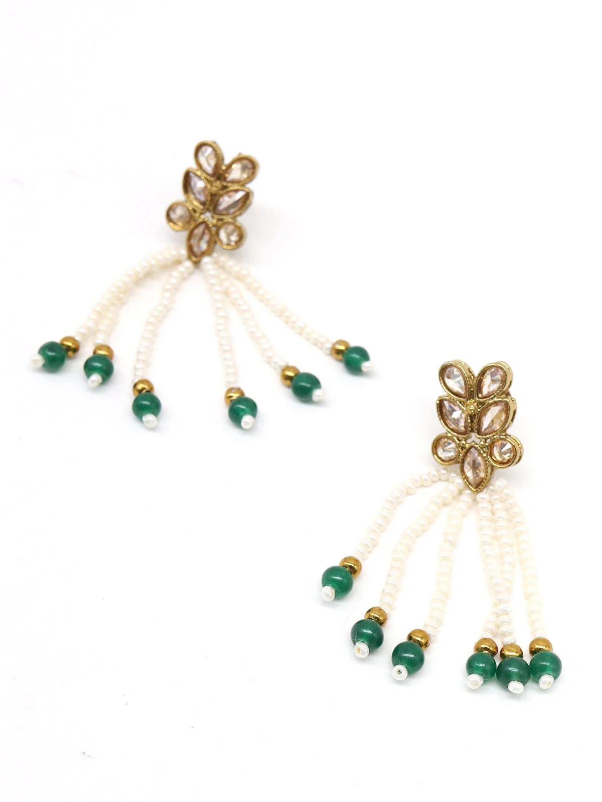 Odette Women Floral Kundan Pearl Choker With Earrings - Image 6