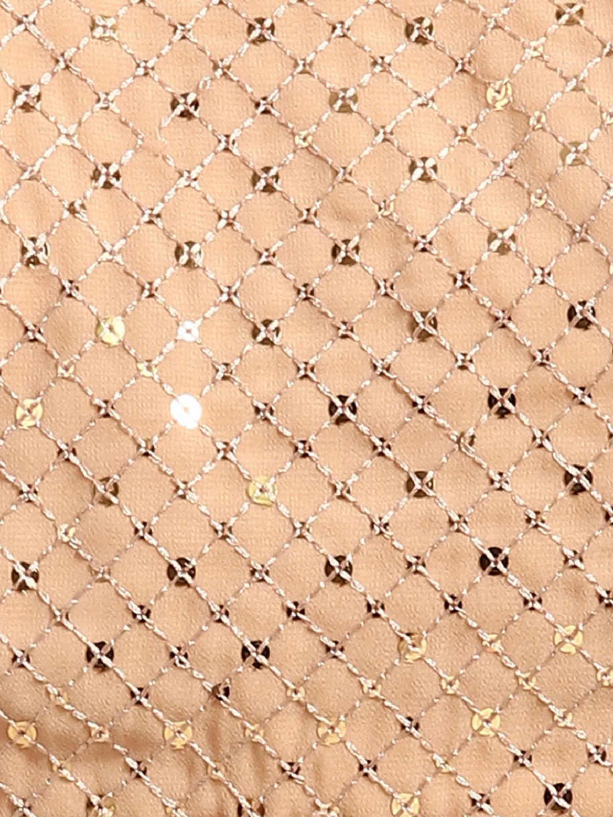 Odette Women Gold Georgette Designer Sequins Saree With Unstitched Blouse - Image 5