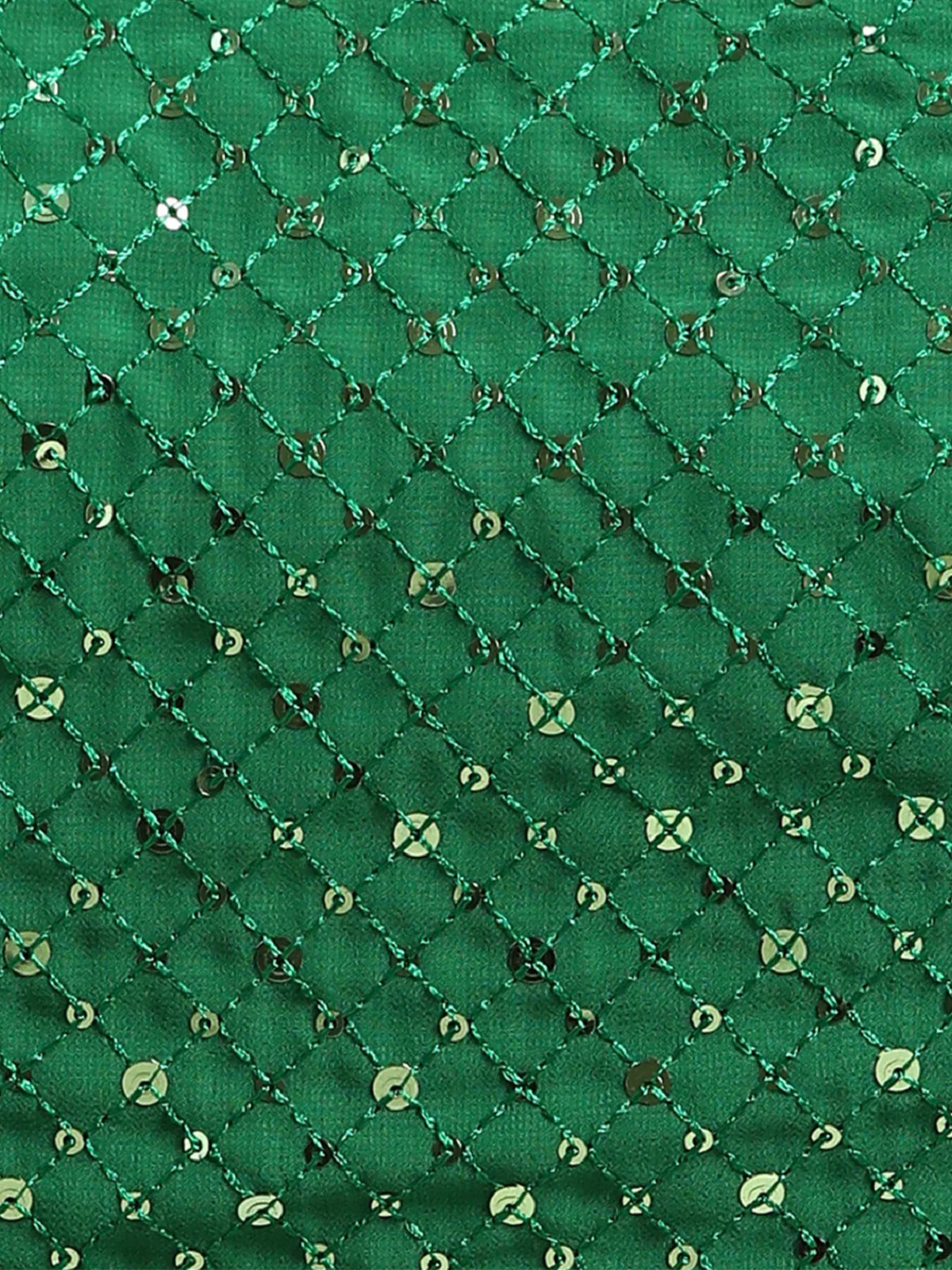 Odette Women Green Georgette Designer Sequins Saree With Unstitched Blouse - Image 6