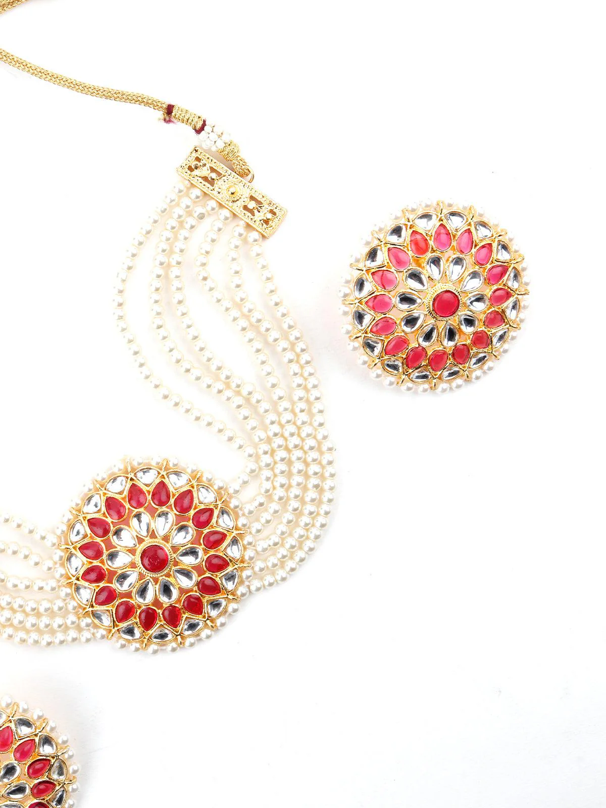 Odette Women Glamorous White Pearl-Kundan Choker Set! - Image 4