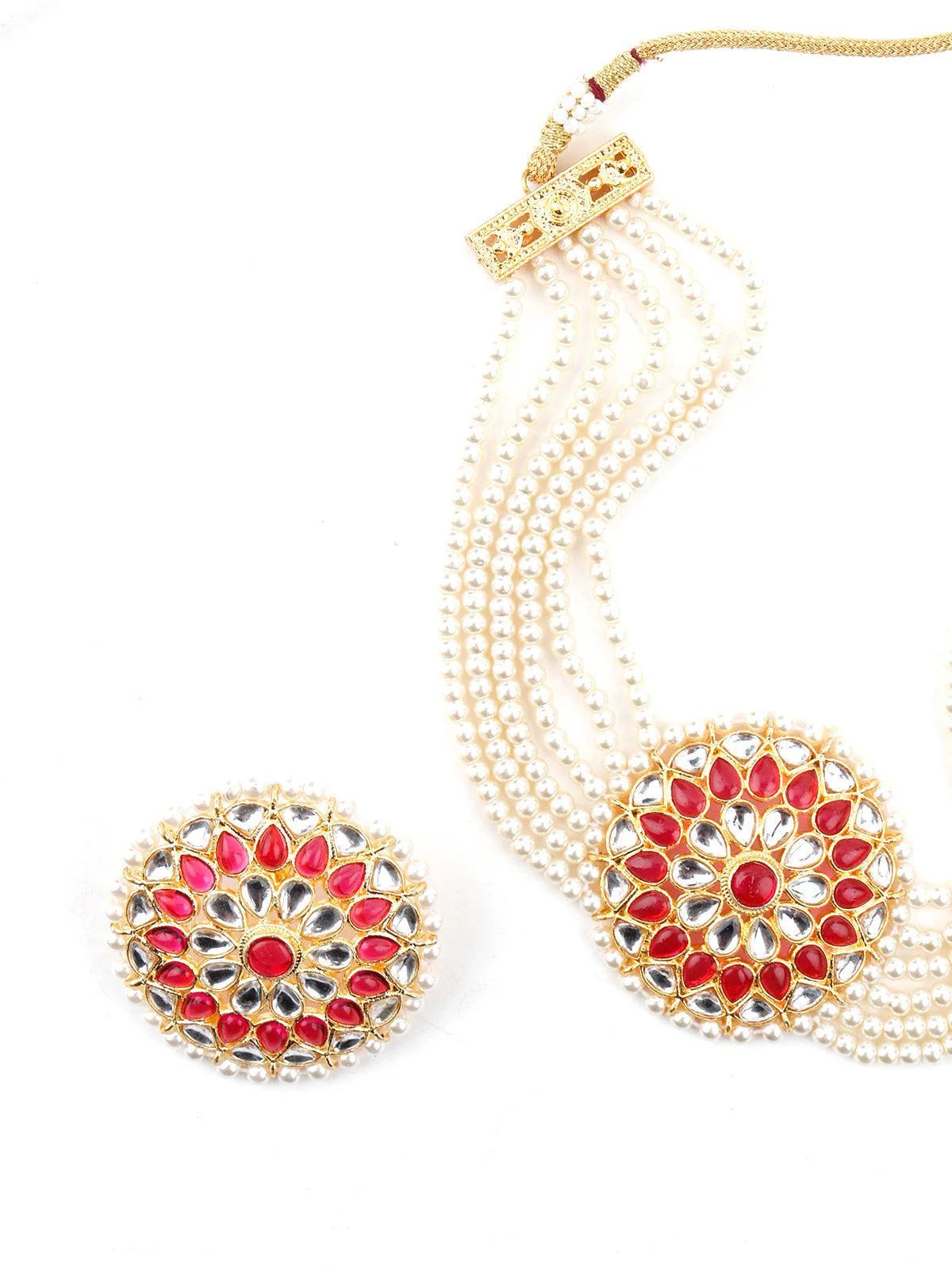 Odette Women Glamorous White Pearl-Kundan Choker Set! - Image 5