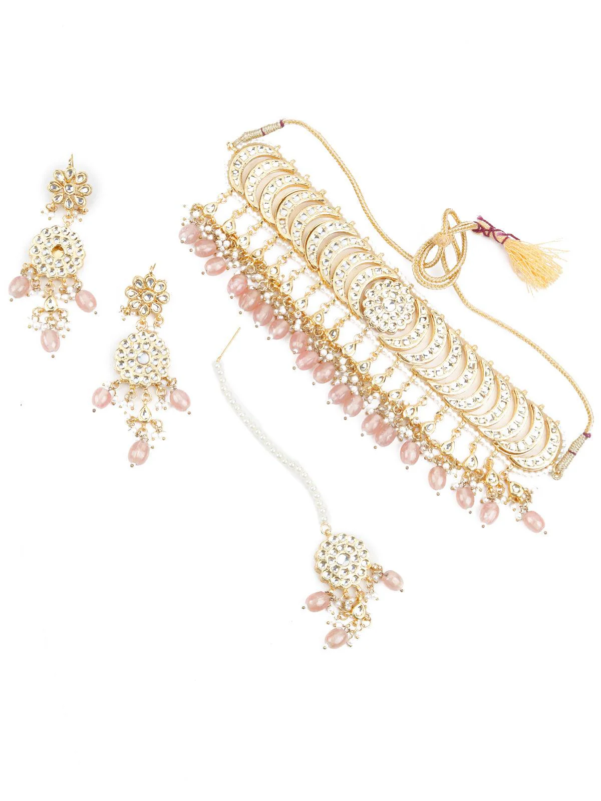 Odette Women Gold Tone Half-Moon Design Choker Set - Image 3